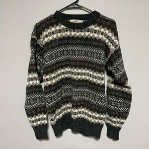 Northwest Territory Men's Patterned Sweater Green, Brown, and White size medium